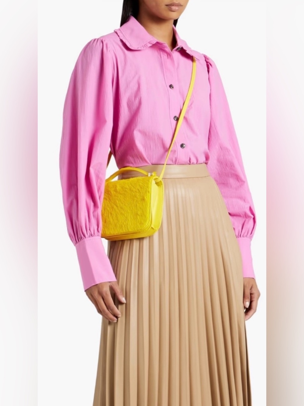 Camel A-Line Pleated Skirt